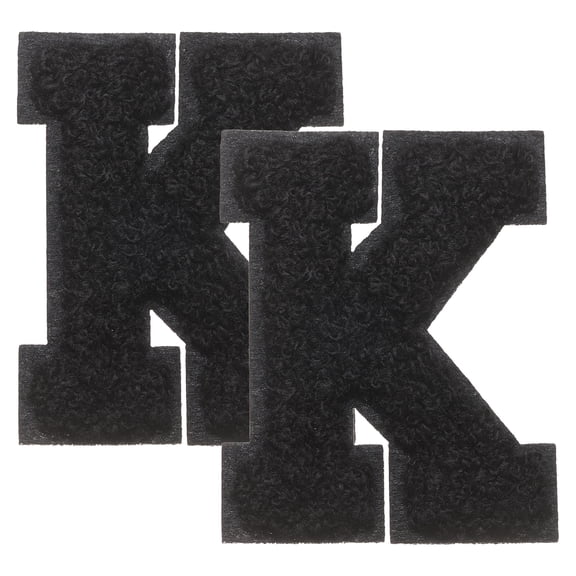 Uxcell 2 Pcs Letter-K Iron-on Patches, Chenille Letters Patches Cute Alphabet Embroidery Applique with Ironed Adhesive for Jackets Clothing Repair Bag Hat DIY Decor, Black