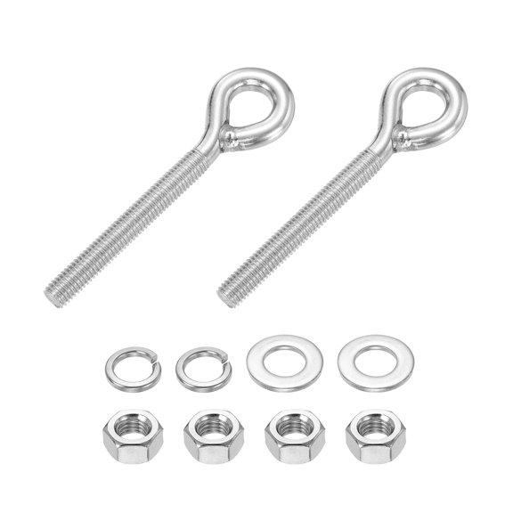 Uxcell 2 Pcs M10 Eye Hook Bolt, 2.3 Inch Stainless Steel Eye Bolt with Nut