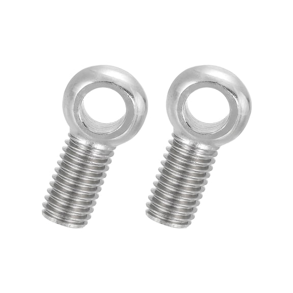 Uxcell 2 Pcs M12x30mm Shoulder Swing Lifting Eye Bolt, 304 Stainless Steel Metric Full Thread Fisheye Eye Slip Hole Screw Rigging Bolt Metal Fasteners Screws, Silver Tone