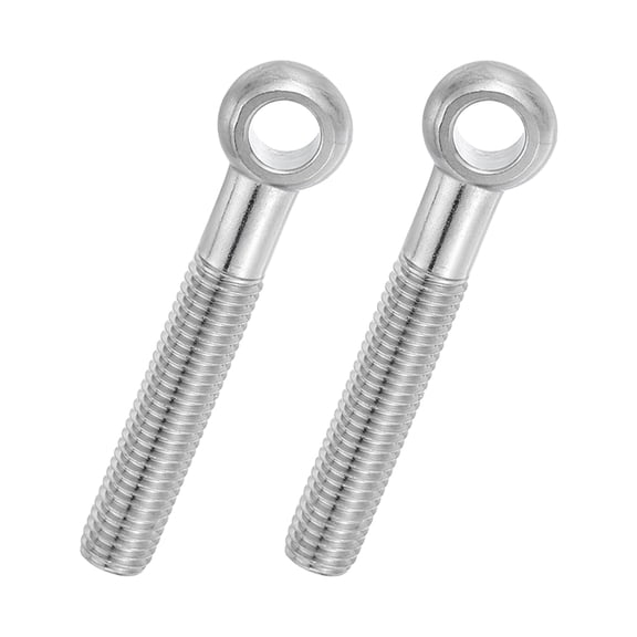 Uxcell 2 Pcs M12x80mm Shoulder Swing Lifting Eye Bolt, 304 Stainless Steel Metric Half Tooth Thread Fisheye Eye Slip Hole Screw Rigging Bolt Metal Fasteners Screws, Silver Tone