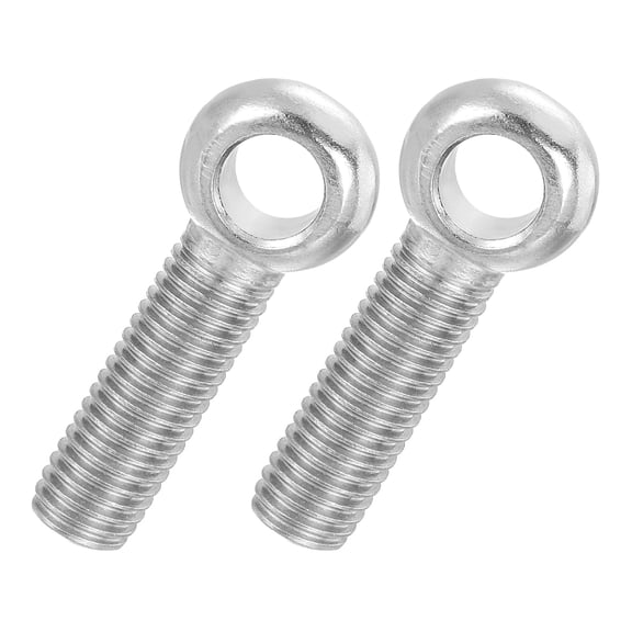 Uxcell 2 Pcs M14x55mm Shoulder Swing Lifting Eye Bolt, 304 Stainless Steel Metric Full Thread Fisheye Eye Slip Hole Screw Rigging Bolt Metal Fasteners Screws, Silver Tone