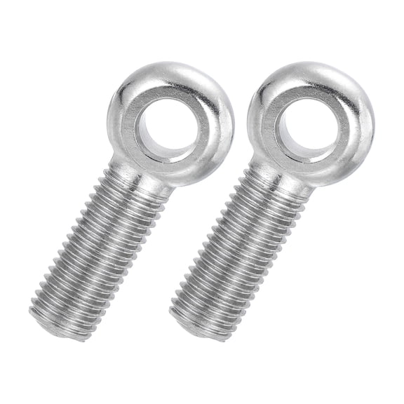 Uxcell 2 Pcs M16x50mm Shoulder Swing Lifting Eye Bolt, 304 Stainless Steel Metric Full Thread Fisheye Eye Slip Hole Screw Rigging Bolt Metal Fasteners Screws, Silver Tone
