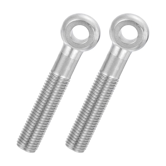 Uxcell 2 Pcs M16x90mm Shoulder Swing Lifting Eye Bolt, 304 Stainless Steel Metric Half Tooth Thread Fisheye Eye Slip Hole Screw Rigging Bolt Metal Fasteners Screws, Silver Tone