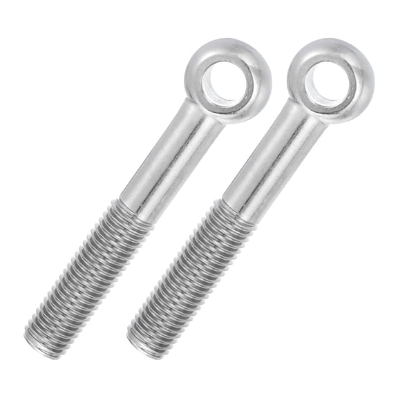 Uxcell 2 Pcs M18x110mm Shoulder Swing Lifting Eye Bolt, 304 Stainless Steel Metric Half Tooth Thread Fisheye Eye Slip Hole Screw Rigging Bolt Metal Fasteners Screws, Silver Tone