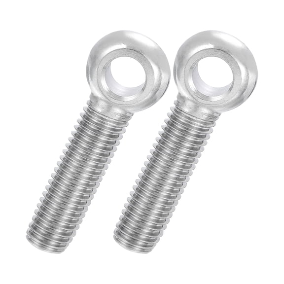Uxcell 2 Pcs M18x75mm Shoulder Swing Lifting Eye Bolt, 304 Stainless Steel Metric Full Thread Fisheye Eye Slip Hole Screw Rigging Bolt Metal Fasteners Screws, Silver Tone