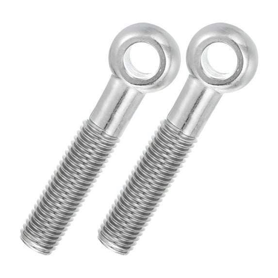 Uxcell 2 Pcs M18x90mm Shoulder Swing Lifting Eye Bolt, 304 Stainless Steel Metric Half Tooth Thread Fisheye Eye Slip Hole Screw Rigging Bolt Metal Fasteners Screws, Silver Tone