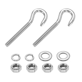 Uxcell 2 Pcs M5 Hook Bolt, 2.3 Inch Stainless Steel Eye Bolt with Nut