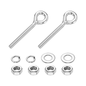 Uxcell 2 Pcs M8 Eye Hook Bolt, 2.3 Inch Stainless Steel Eye Bolt with Nut