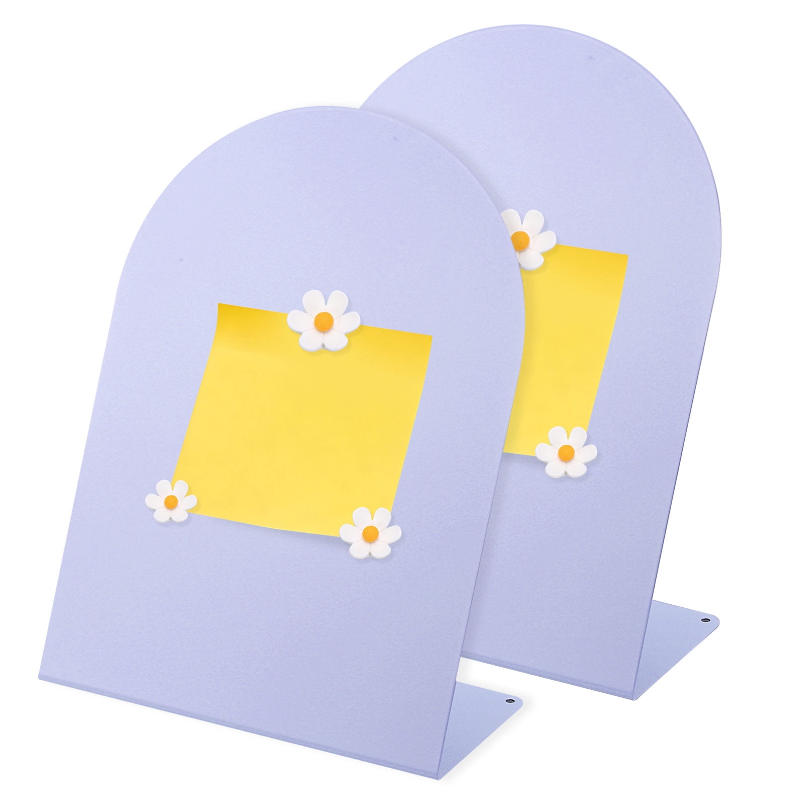 Uxcell 2 Pcs Magnetic Bulletin Board, Memo Magnet Display Stand Board with 6 Flower Magnets for Home Office Kitchen, Purple/White