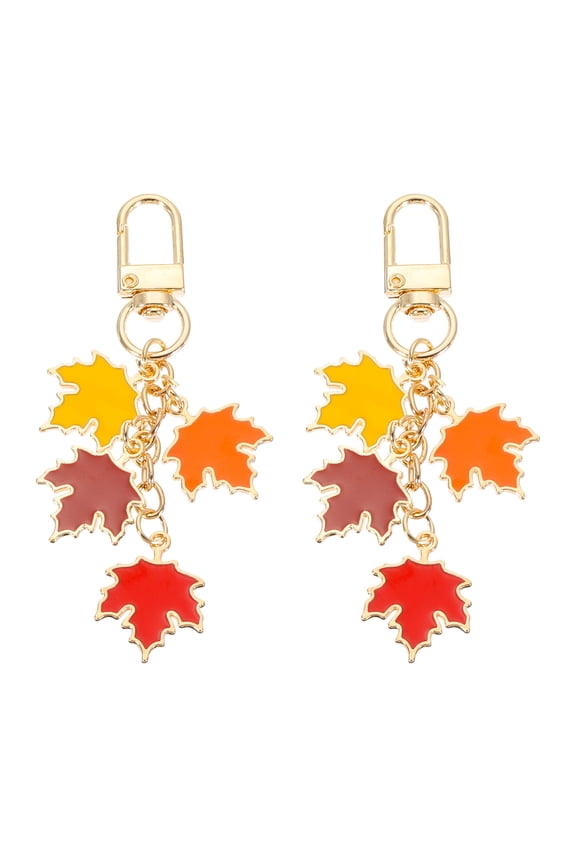2 Pcs Maple Leaf Keychain, Metal Cute Keychains Charm with Swivel Clasps Key Chain for Women Bag Purse Charms, Crimson