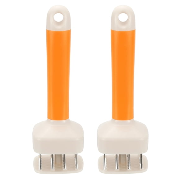 Uxcell 2 Pcs Meat Tenderizer Tool, 7.3 x 2.2 Inch Small Meat Tenderizer Mallet for Tenderizing Pork Chicken Steak Fish Grilling BBQ, Orange White