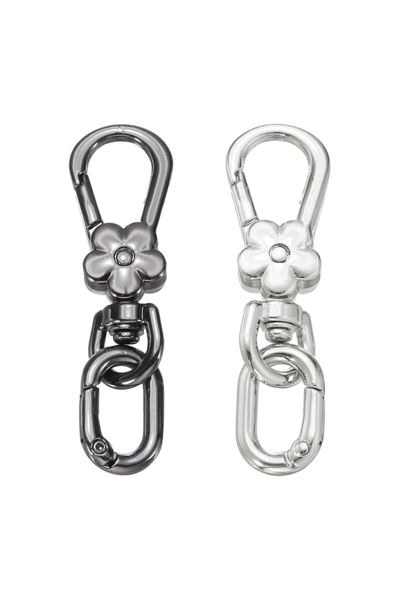 2 Pcs Metal Keychain Clip Swivel Lobster Claw Clasp Quick Release Oval Key Ring Detachable Double Opening Snap Hooks for Jewelry Making Crafts Backpack Bag Lanyard, Gunmetal/Silver