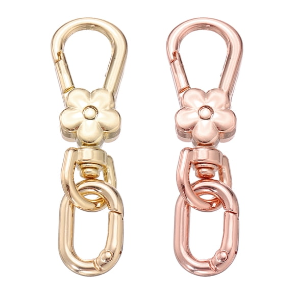 Uxcell 2 Pcs Metal Keychain Clip Swivel Lobster Claw Clasp Quick Release Oval Ring Detachable Double Opening Snap Hooks for Jewelry Making Craft Backpack Bag Lanyard, Light Gold/Rose Gold