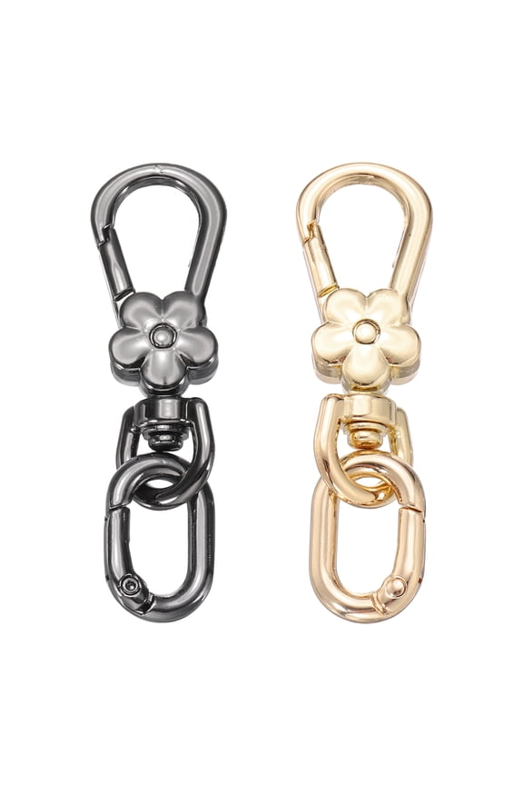 2 Pcs Metal Keychain Clip Swivel Lobster Claw Clasp Quick Release Oval Ring Detachable Double Opening Snap Hooks for Jewelry Making Crafts Backpack Bag Lanyard, Light Gold/Gunmetal