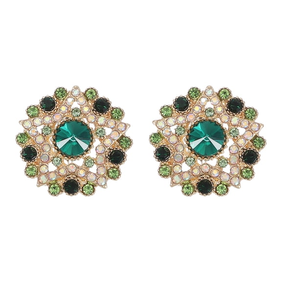 Uxcell 2 Pcs Metal Rhinestone Buttons, 1.1"(27mm) Star Sew on Clothing Buttons Hollow Design Rhinestone Embellishments for DIY Sewing Clothing Jewelry Making Crafts Decor, Green