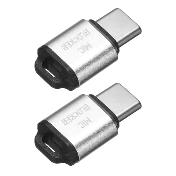 Uxcell 2 Pcs Microphone Blocker, USB Type C Audio Blocker Audio Privacy Protector for Laptops/Smartphones/Tablets/Computers, Silver