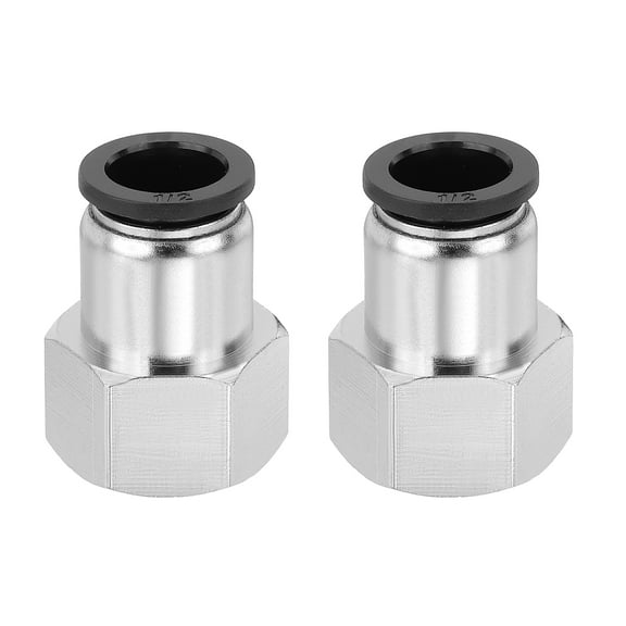 Uxcell 2 Pcs NPT Female 1/2 inch OD x 1/2" NPT Thread Push to Connect Fittings, Black
