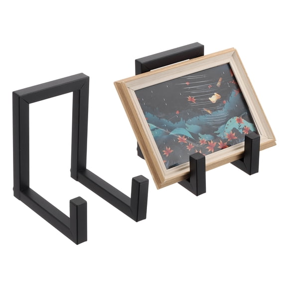 Uxcell 2 Pcs Picture Frame Stand, 6 Inch Metal Plates Stands Plate Display Stand Easel Frame Plate Holder for Picture, Decorative Plate, Book, Platter, Photo Easel, Black