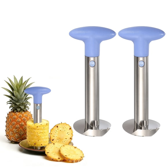 Uxcell 2 Pcs Pineapple Corer, 9.4x4.1 Inch Stainless Steel Upgraded Pineapple Core Remover Eye Removal Tool, Core Fruits for Home Kitchen, Light Purple