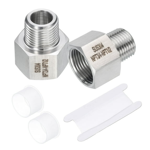 Uxcell 2 Pcs Pipe Fittings Reducer Adapter 1/2" NPT Male Pipe x 3/4" NPT Female Pipe