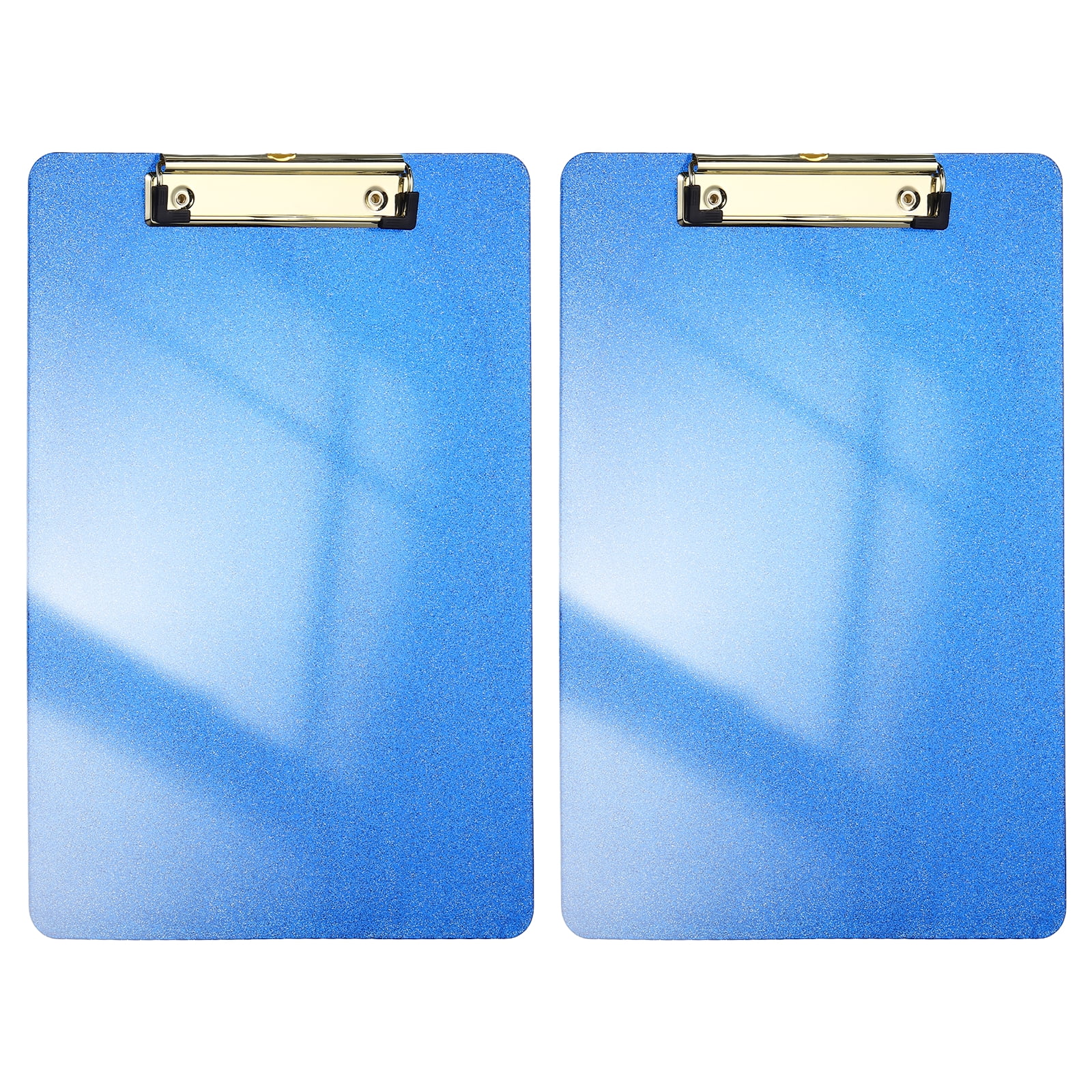 Uxcell 2 Pcs Plastic Clip Boards, A4 Size Glitter Blue Stylish Clip Boards Glitter Design Cute Clipboards Office Supplies for Restaurant Shop Store Note Memo Card Sign Holder
