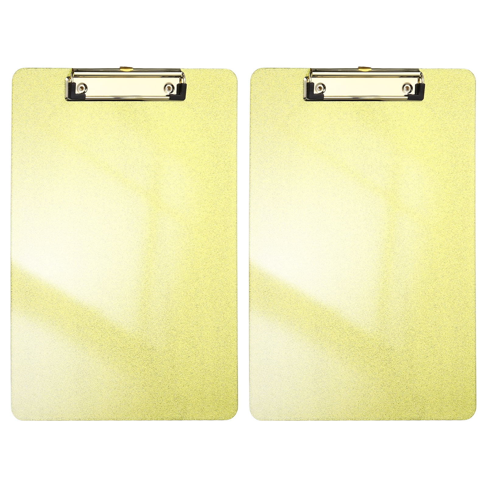 Uxcell 2 Pcs Plastic Clip Boards, A4 Size Glitter Gold Tone Stylish Clip Boards Glitter Design Cute Clipboards Office Supplies for Restaurant Shop Store Note Memo Card Sign Holder