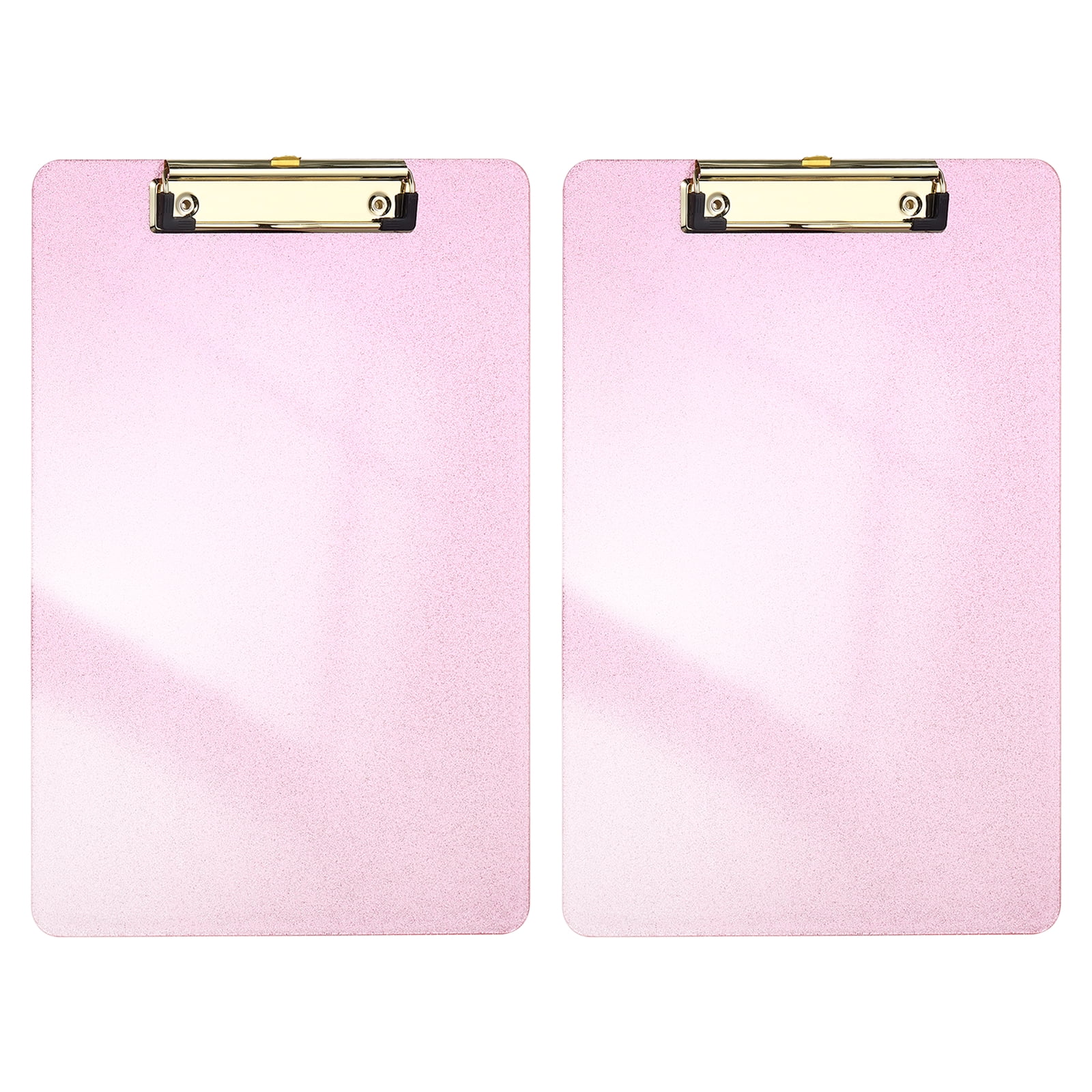 Uxcell 2 Pcs Plastic Clip Boards, A4 Size Glitter Pink Stylish Clip Boards Glitter Design Cute Clipboards Office Supplies for Restaurant Shop Store Note Memo Card Sign Holder