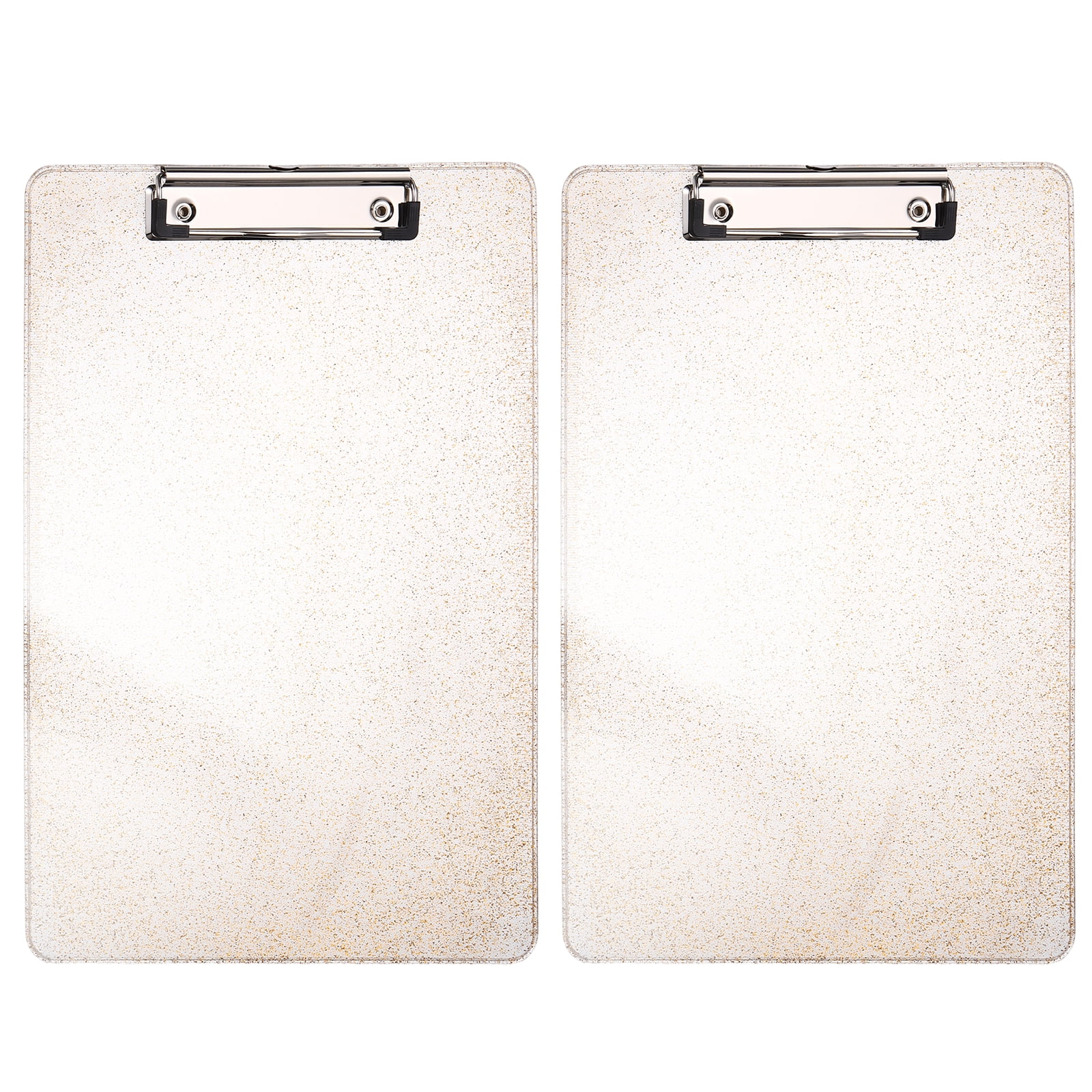 Uxcell 2 Pcs Plastic Clip Boards, A4 Size Gold Tone Stylish Clip Boards Glitter Design Cute Clipboards Office Supplies for Restaurant Shop Store Note Memo Card Sign Holder
