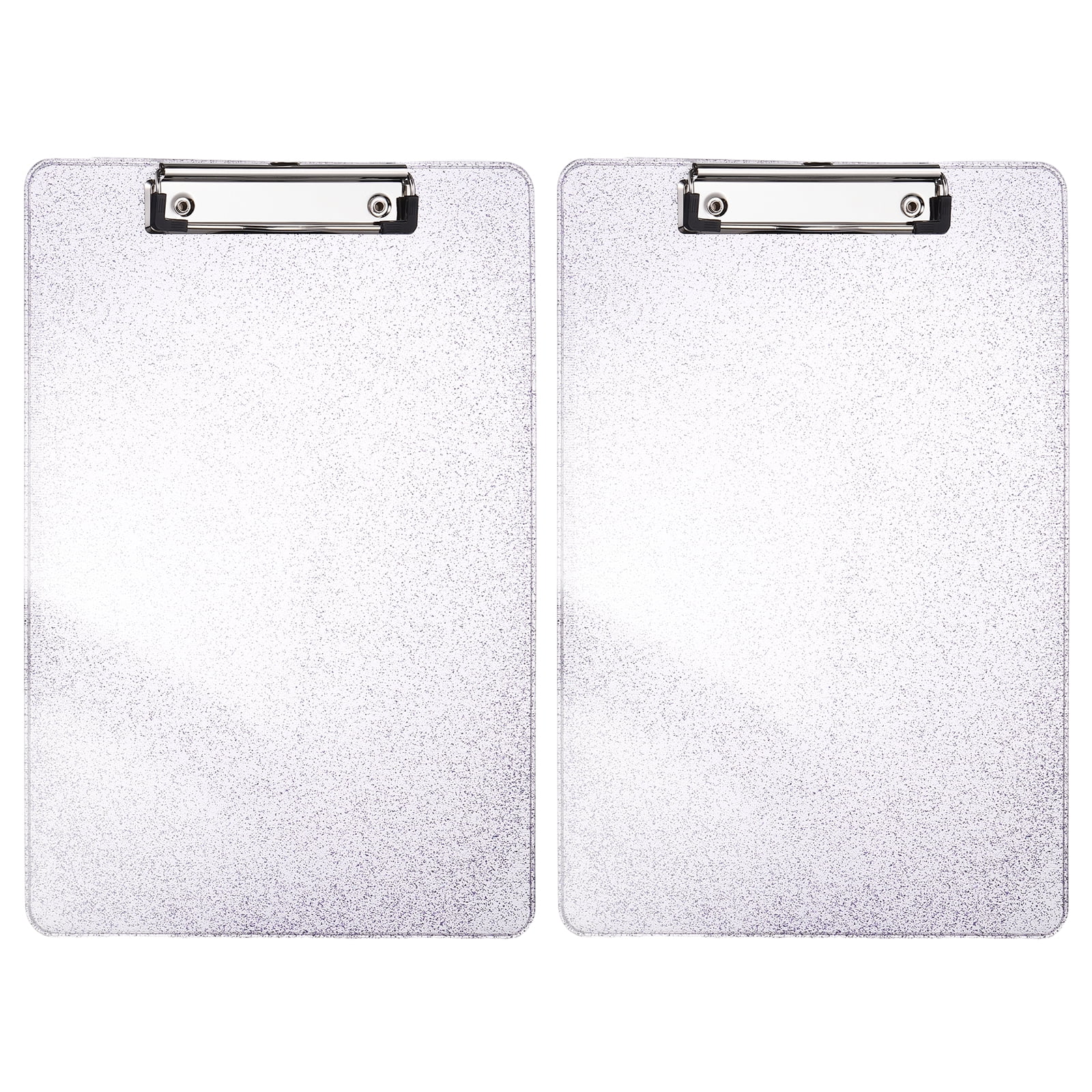 Uxcell 2 Pcs Plastic Clip Boards, A4 Size Purple Stylish Clip Boards Glitter Design Cute Clipboards Office Supplies for Restaurant Shop Store Note Memo Card Sign Holder