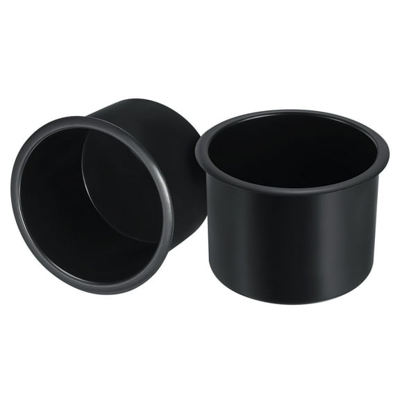 Uxcell 2Pcs Plastic Drop-in Cup, 3" x 3.78" Drink Can Holder Poker Table Cup Holder Insert, Black