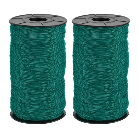 Uxcell 2 Pcs Polyester Macrame Cord, 3mm x 131 Yards Polypropylene Crochet Braided Rope Macrame Yarn for Wall Hangings Bag Craft Knitting, Deep Green