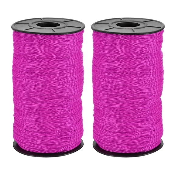 Uxcell 2 Pcs Polyester Macrame Cord, 3mm x 131 Yards Polypropylene Crochet Braided Rope Macrame Yarn for Wall Hangings Bag Craft Knitting, Purple Red