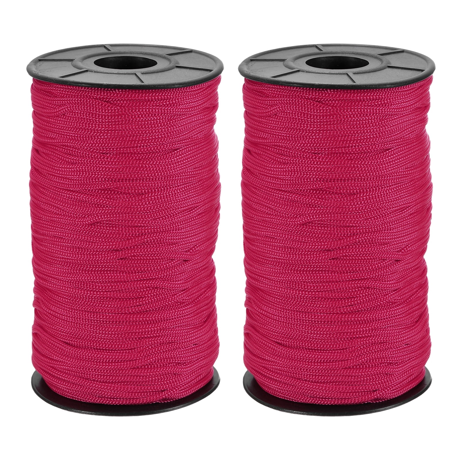 Uxcell 2 Pcs Polyester Macrame Cord, 3mm x 131 Yards Polypropylene Crochet Braided Rope Macrame Yarn for Wall Hangings Bag Craft Knitting, Rose Red