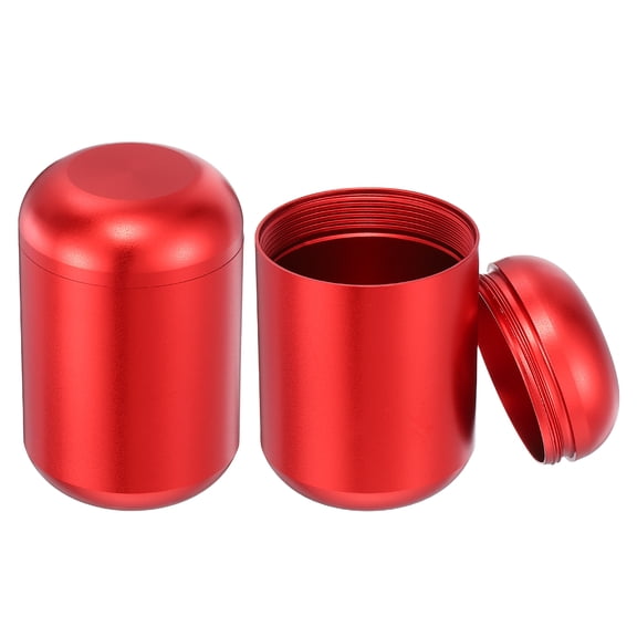Uxcell 2 Pcs Portable Storage Jar, 1.8" x 1.8" Mini Round Tea Canisters Small Metal Tea Containers with Lids for Storing Loose Coffee Beans Cookies Candies Spices, Red