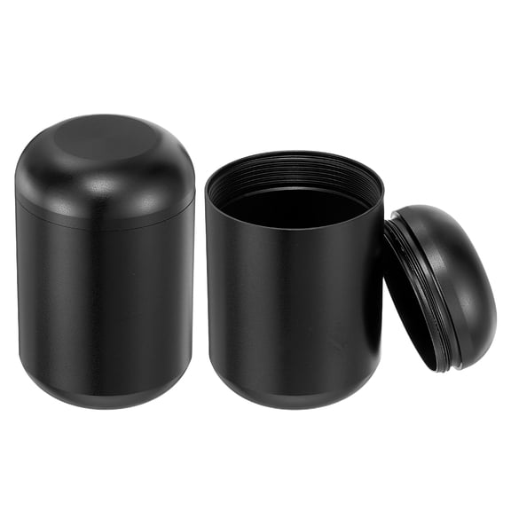 Uxcell 2 Pcs Portable Storage Jar, 1.8" x 1.8" Mini Round Tea Canisters Small Metal Tea Containers with Lids for Storing Loose Coffee Beans Cookies Candies Spices, Black