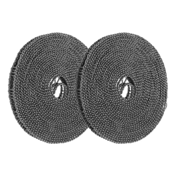 Uxcell 2 Pcs Portable Travel Clothesline, 32.8ft Clothes Line Outdoors Travel Hanger Foldable Clothesline Rope with Hooks for Camping Hotel Backyard Home Cruise Ship, Gray