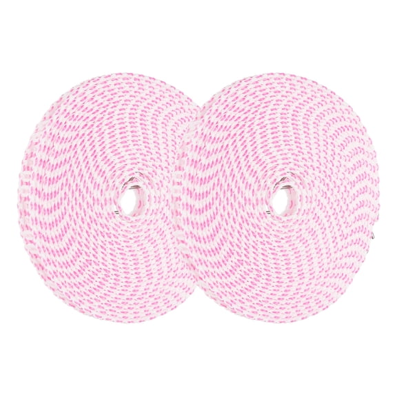 Uxcell 2 Pcs Portable Travel Clothesline, 32.8ft Clothes Line Outdoors Travel Hanger Foldable Clothesline Rope with Hooks for Camping Hotel Backyard Home Cruise Ship, Pink