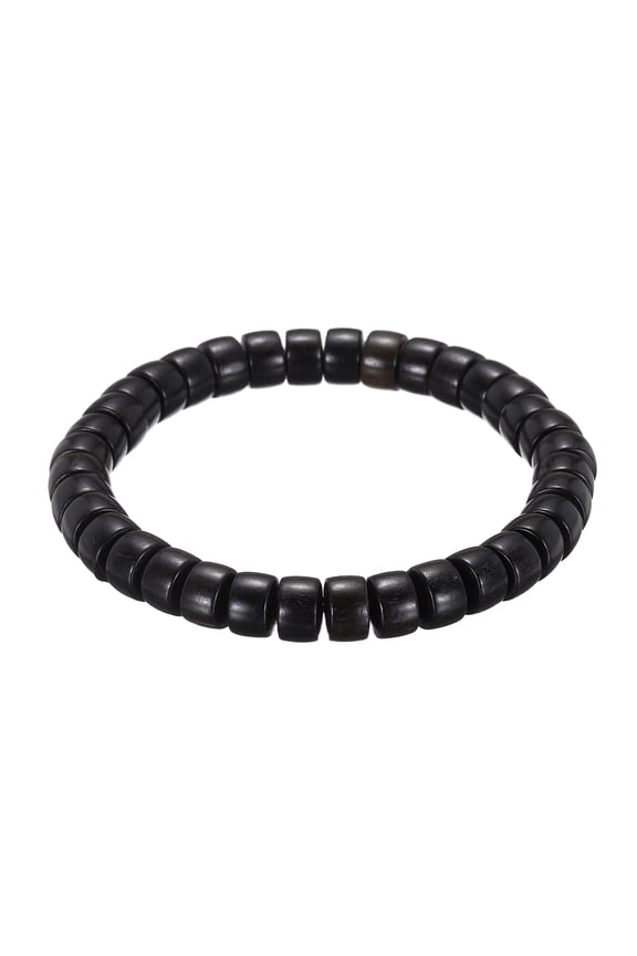 2 Pcs Prayer Beads Bracelet, 7.5MM Dia Natural Wooden Bead Mala Bracelets Link Wrist with Bag for Men Women Beaded Stretch Crafts Bangle, Ebony Color