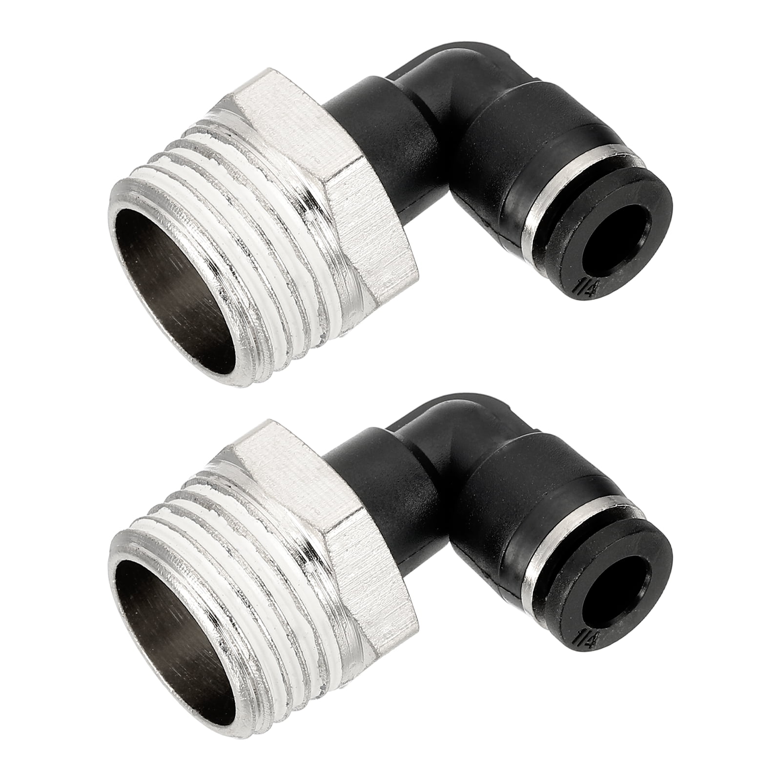 Uxcell 2 Pcs Push to Connect Fittings Male Elbow 1/4 Inch Tube OD x 1/2 ...