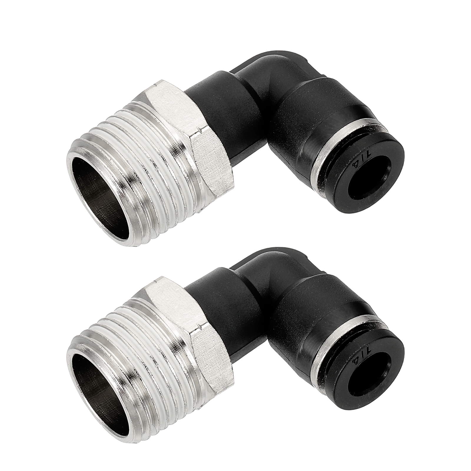 Uxcell 2 Pcs Push to Connect Fittings Male Elbow 1/4 Inch Tube OD x 3/8 ...