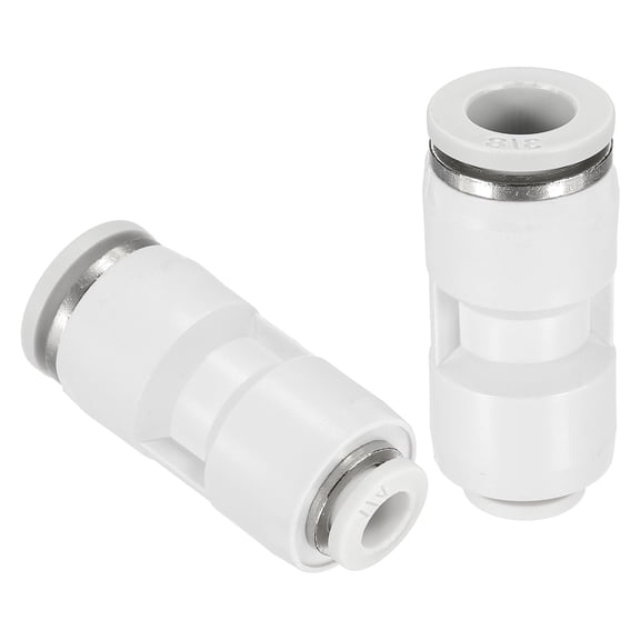 Uxcell 2 Pcs Push to Connect Fittings Reducing 3/8" Tube OD x 1/4" Tube OD Straight Pneumatic Quick Connector, White