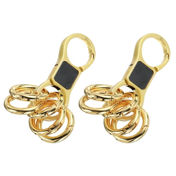 Uxcell 2 Pcs Quick Release Keychain, Heavy Duty Keychain with 10 Round Clips Detachable Car Keychains Clip Organizer for Man, Gold Tone