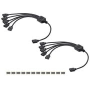 Uxcell 2 Pcs RGB Splitter Cable, 12V 12" 4 Pin 1 to 5 Female to Female Power Cord with 4 Pin Male Connectors for PC Computer ARGB Fan/LED Lights, Black