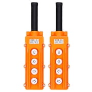 Uxcell 2 Pcs Rain Proof Hoist Crane Push Button Switch, Up Down Left Right Switch Pendant Control Station Momentary COB-62, 4 Way Orange