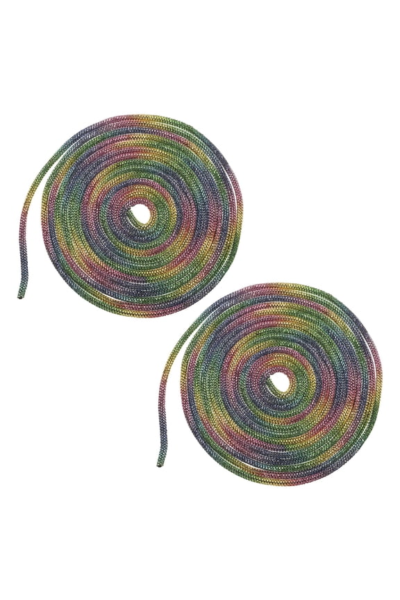 2 Pcs Rhinestone Glitter Shoelaces, 6mm Round Rope Shoe Laces, Bling Crystal Hoodie Drawstring Rope String Cords for Shoe Boots Sneakers Dress DIY Crafts Decoration, Rainbow Color