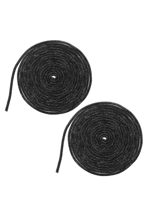 2 Pcs Rhinestone Glitter Shoelaces, 6mm Round Rope Shoe Laces, Bling Crystal Hoodie Drawstring Rope String Cords for Shoe Boots Sneakers Dress DIY Crafts Decoration, Black