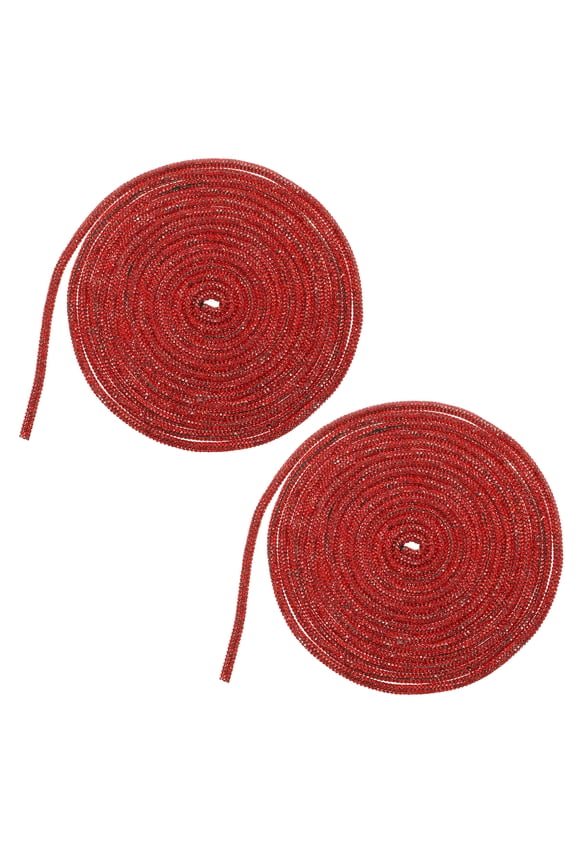 2 Pcs Rhinestone Glitter Shoelaces, 6mm Round Rope Shoe Laces, Bling Crystal Hoodie Drawstring Rope String Cords for Shoe Boots Sneakers Dress DIY Crafts Decoration, Red