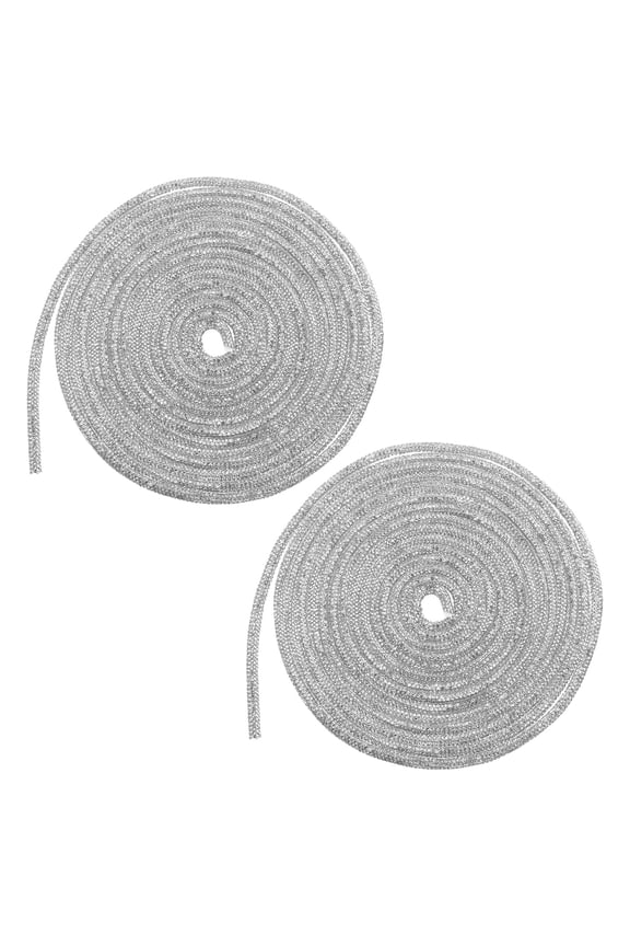 2 Pcs Rhinestone Glitter Shoelaces, 6mm Round Rope Shoe Laces, Bling Crystal Hoodie Drawstring Rope String Cords for Shoe Boots Sneakers Dress DIY Crafts Decoration, Silver