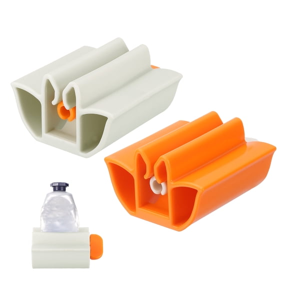 Uxcell 2 Pcs Roll Toothpaste Dispenser, Plastic Roll Toothpaste Squeezer, Paste Dispenser Tool Portable Bathroom Accessories for Bathroom, Shower, Travel(Beige/Orange)