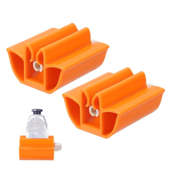 Uxcell 2 Pcs Roll Toothpaste Dispenser, Plastic Roll Toothpaste Squeezer, Paste Dispenser Tool Portable Bathroom Accessories for Bathroom, Shower, Travel(Orange)